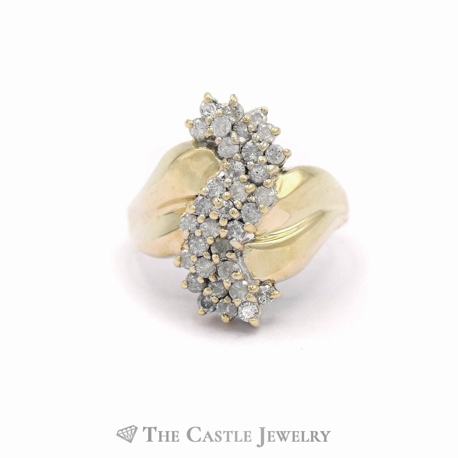 1/2cttw Wavy Diamond Cluster Ring in 10k Yellow Gold Lucky Charm