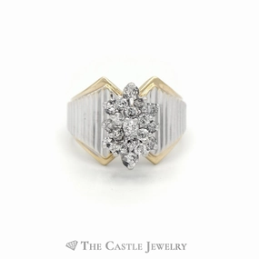 Elegant Glow 1/2cttw Diamond Cluster Ring in Two Tone 14k White & Yellow Gold.