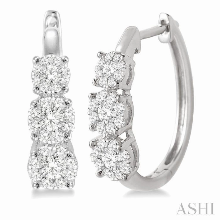 Highlight Accent 3/4 ctw Diamond Lovebright Earrings in 14K White Gold