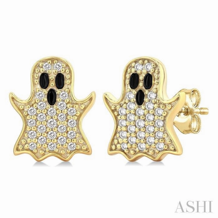 Evening Mood 1/6 Ctw Petite Ghost Single Cut Diamond Fashion Earrings in 10K Yellow Gold