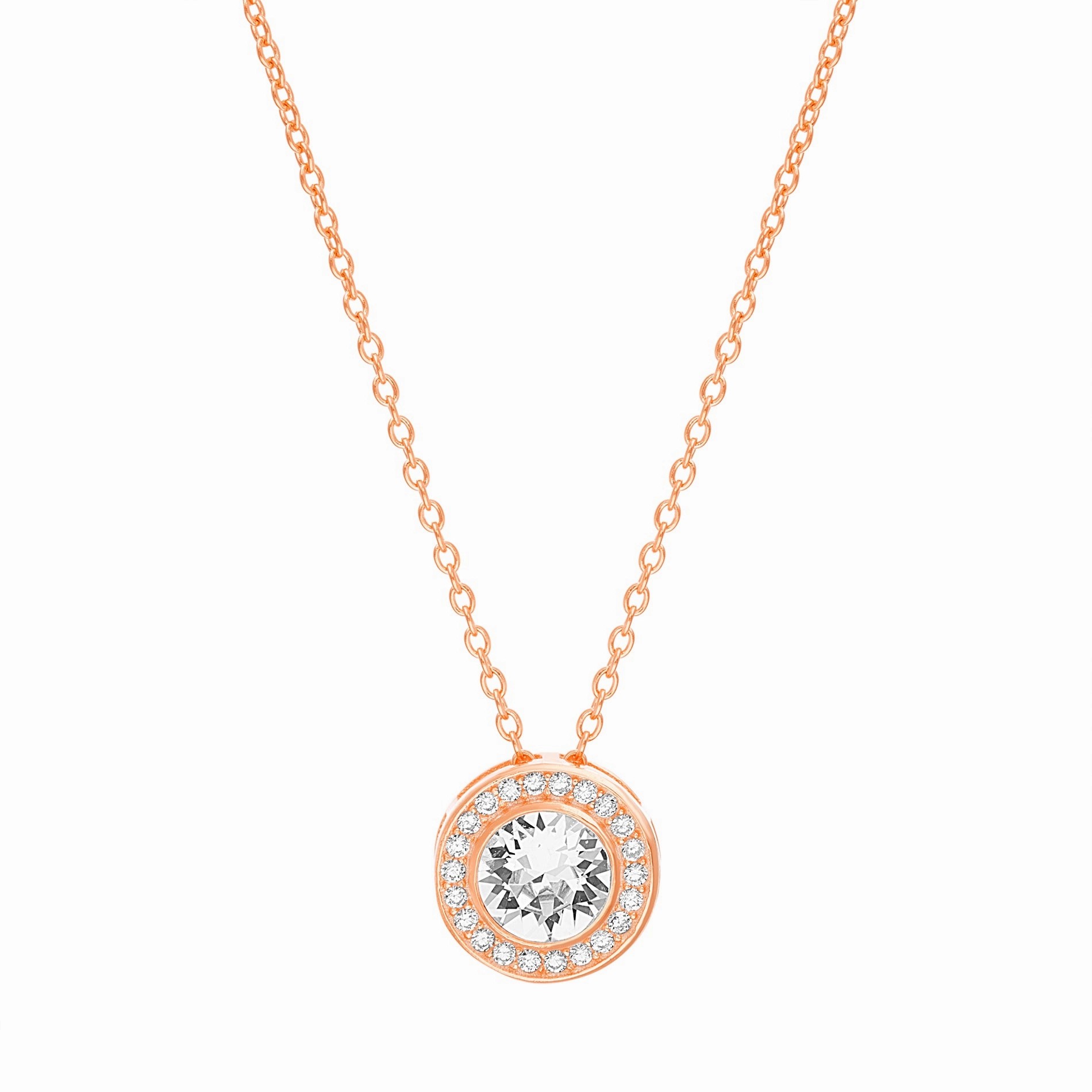 Celebration Accent Lesa Michele Sterling Silver Round Halo Pendant Necklace made with Swarovski Crystals