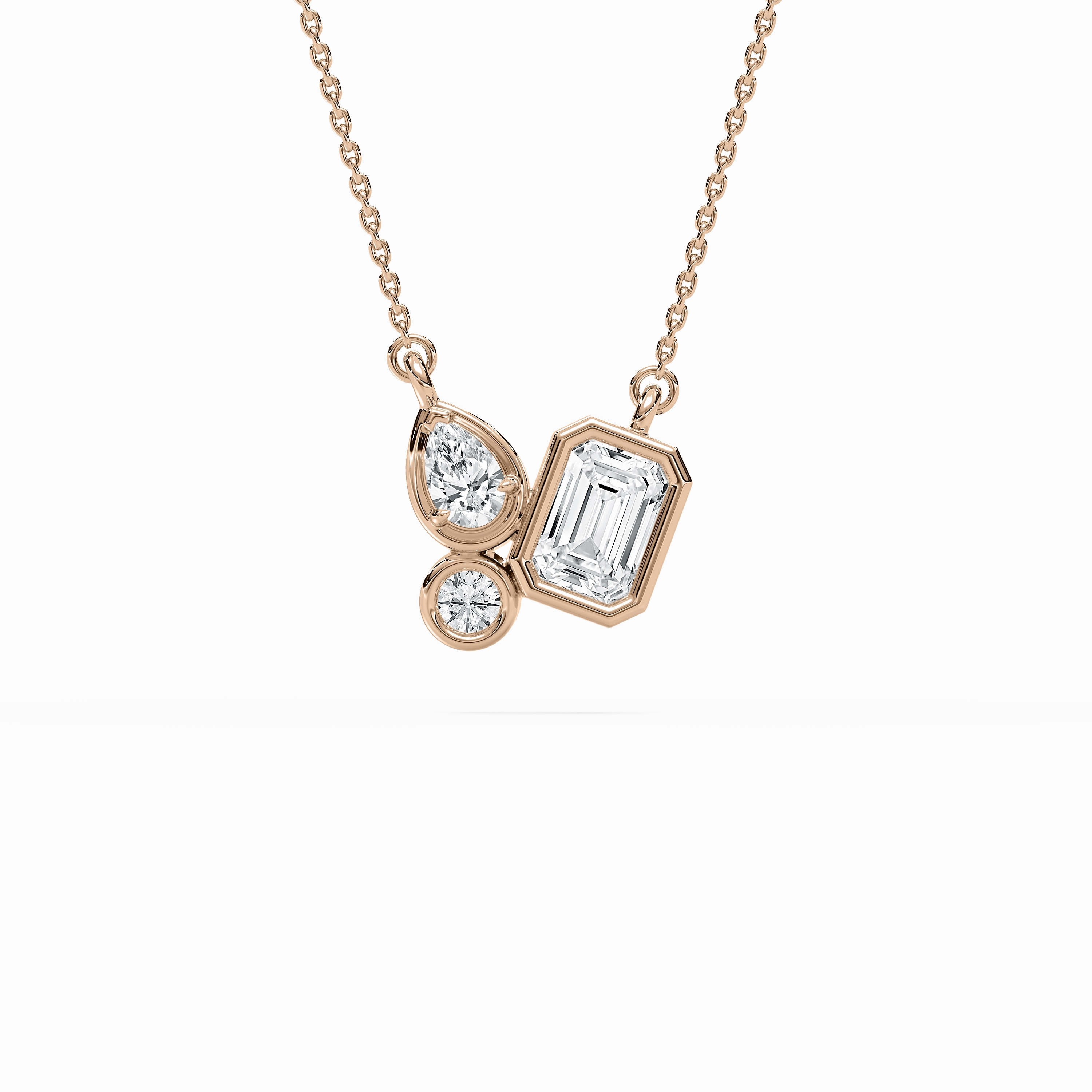 1 ctw Emerald, Pear and Round Lab Grown Diamond Trio Pendant - 18 Inches High-End Gift Teacher Present