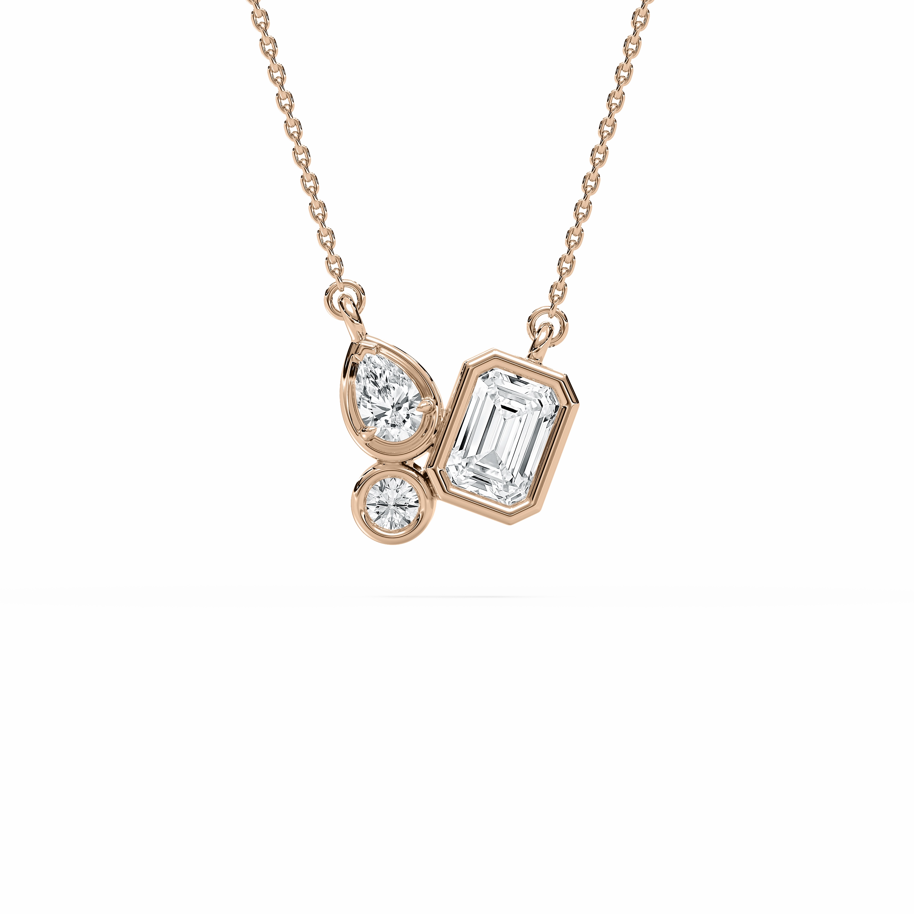 Exclusive Style 1 ctw Emerald, Pear and Round Lab Grown Diamond Trio Pendant - 18 Inches