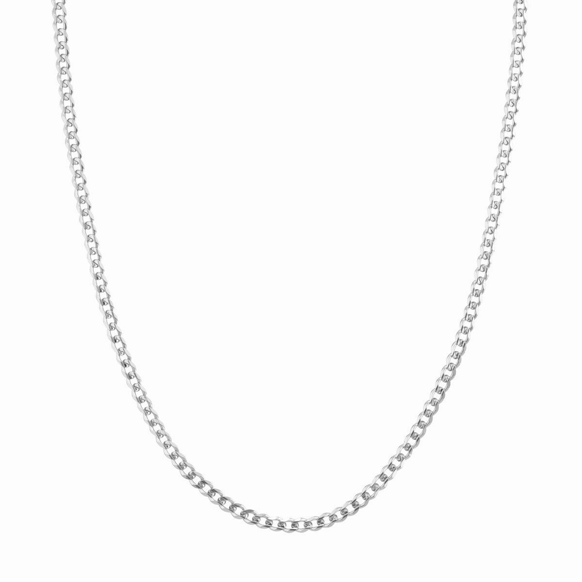 Sterling Silver 3.7mm Light Curb Chain with Lobster Lock Subtle Detail Textured Highlight