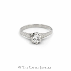 .38CT Old European Cut Diamond Solitaire Engagement Ring in 14KT White Gold Low-Cost Piece