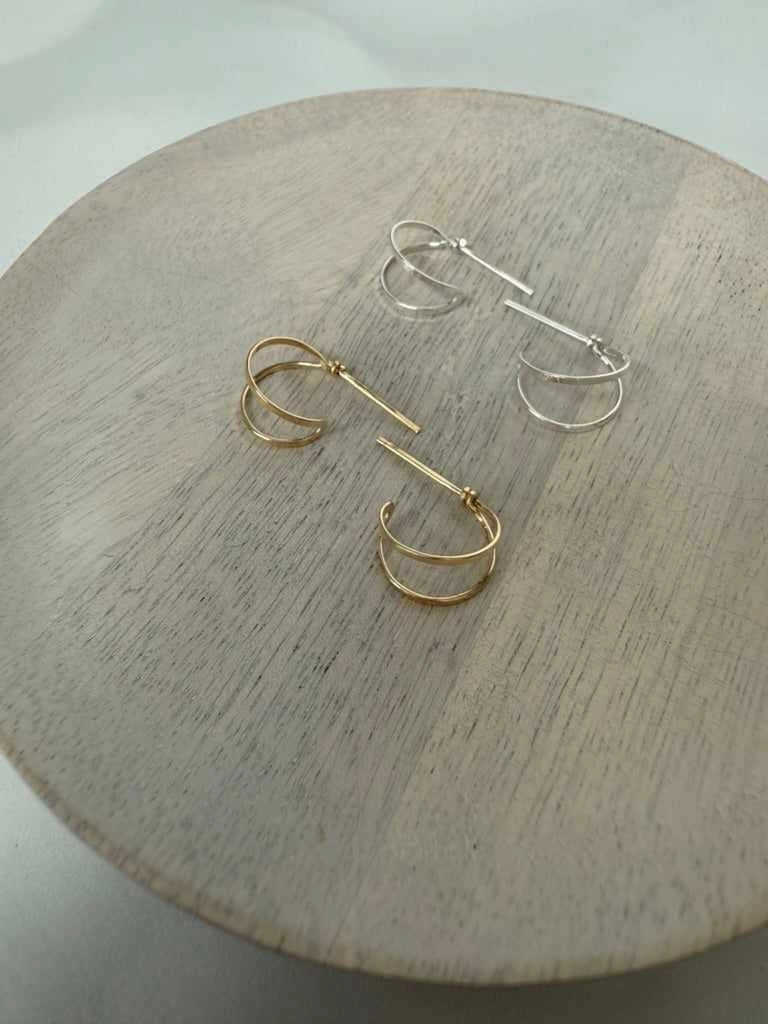 Affordable Style Vacation Trinket Tiny Double Hoop Post Earrings