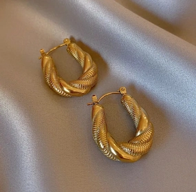 Luna Twisted Gold Hoop Earrings Handsome Accessory Brilliant Accessory