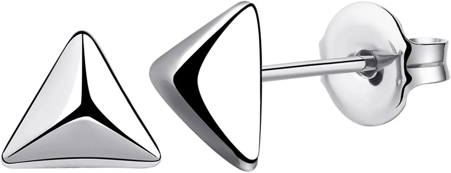 Titanium Earrings Tiny Dot/Heart/Triangle Stud Earrings, Hypoallergenic for Sensitive Ears Women Men, Premium High Polished (Shiny Grey)