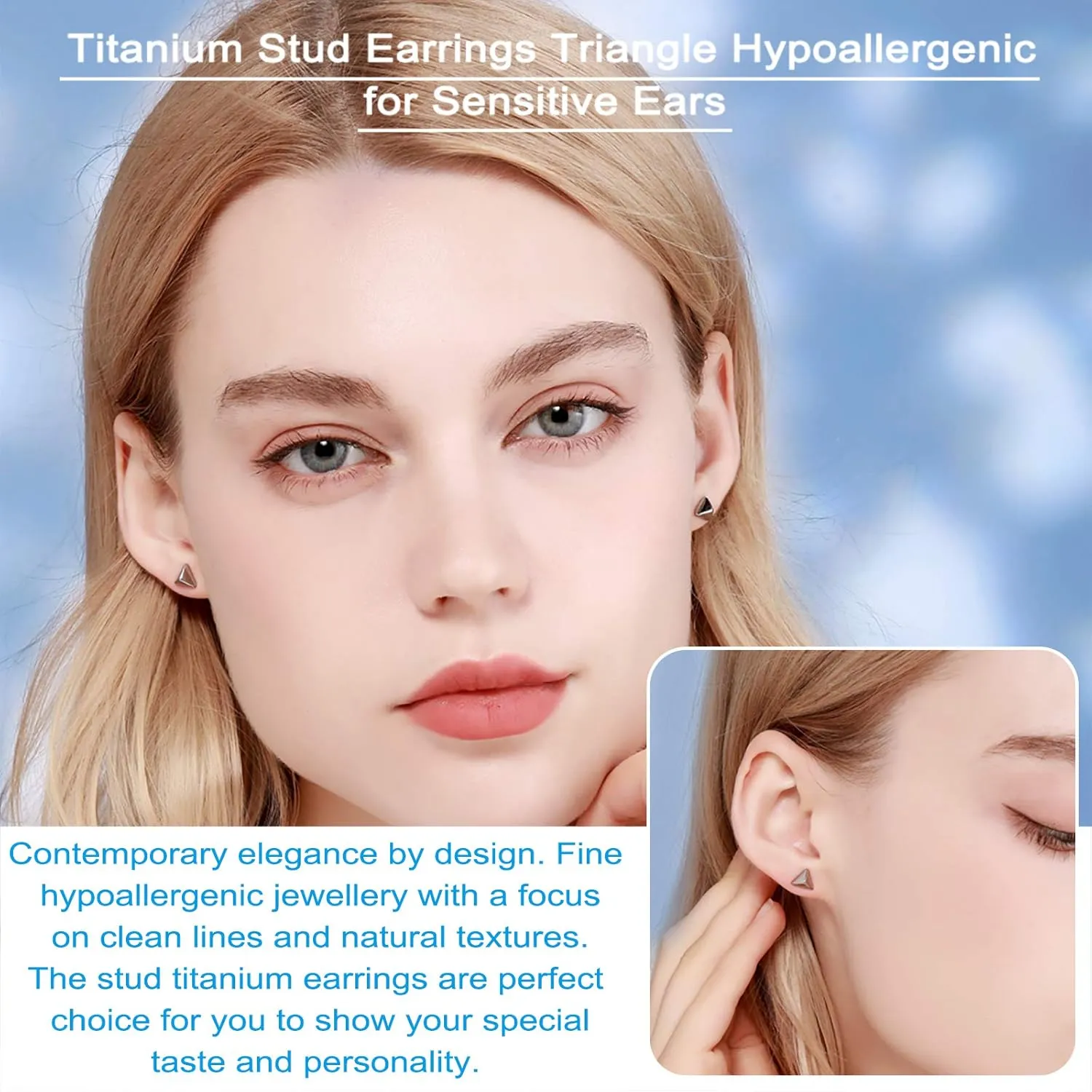 Titanium Earrings Tiny Dot/Heart/Triangle Stud Earrings, Hypoallergenic for Sensitive Ears Women Men, Premium High Polished (Shiny Grey)