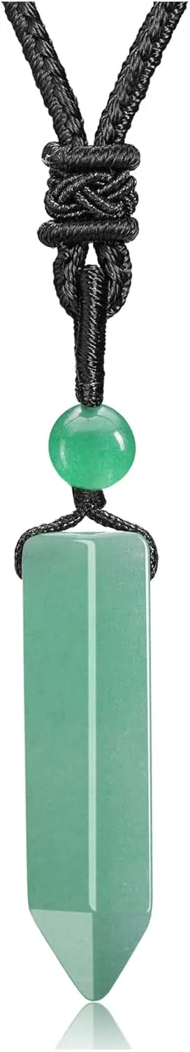 Top Plaza Healing Crystal Stone Necklaces for Men Hexagonal Pendant Necklaces Adjustable Braided Rope Natural Gemstone Necklace Jewelry Christmas Gift for Dad, Husband