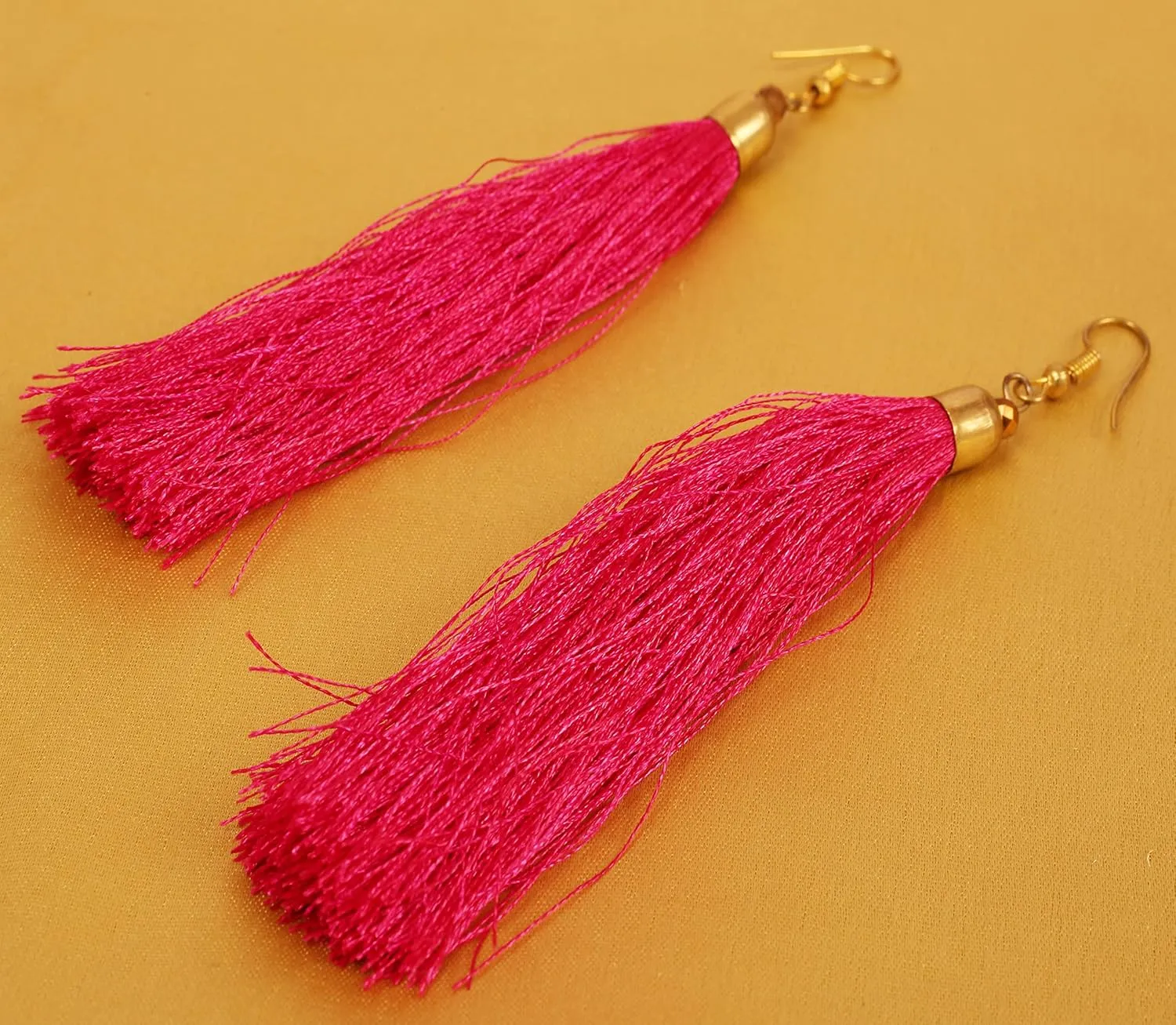 Touchstone Indian Bollywood Style Silk Thread Tassel Designer Jewelry Light Weight Colourful Thread Drop Earrings for Women.