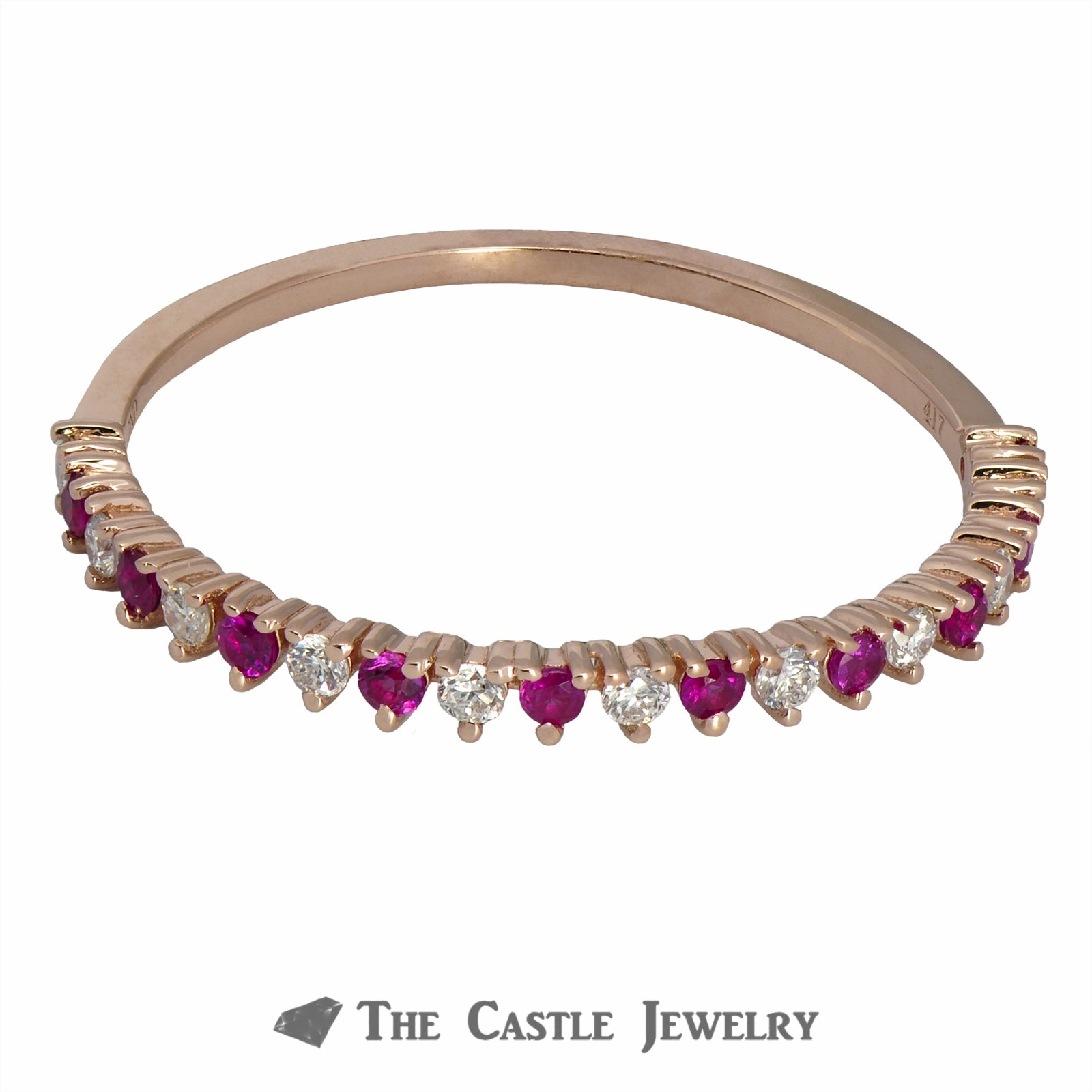 Stackable Ring Alternating Rubies & Diamonds in 10K Balanced Design Eternal Craft