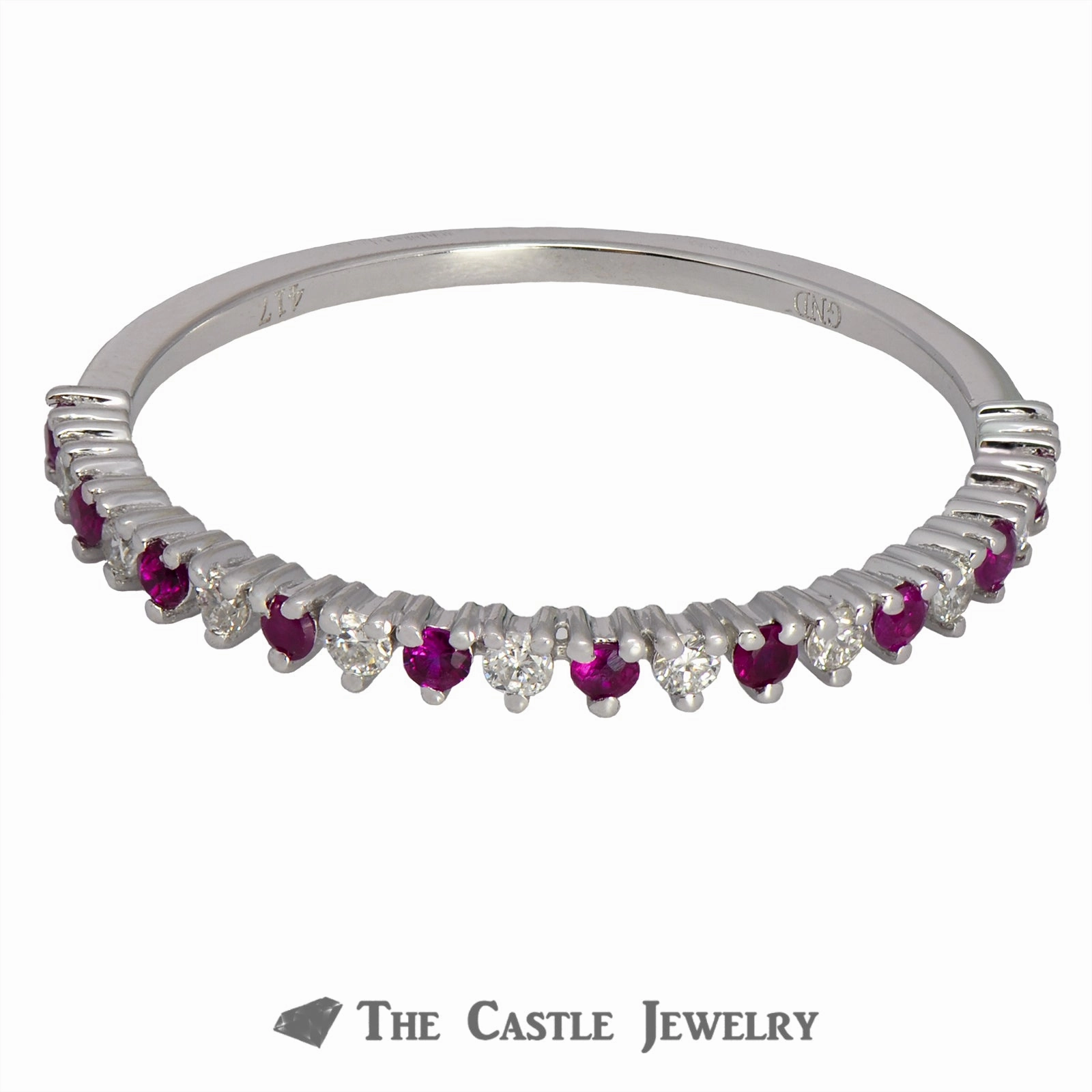 Stackable Ring Alternating Rubies & Diamonds in 10K Anniversary Choice Chic Design