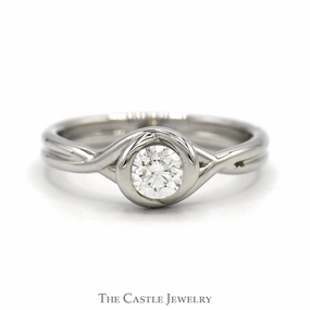 Gift Choice Special Care .38ct Diamond Solitaire Engagement Ring with Twisted Design in Platinum