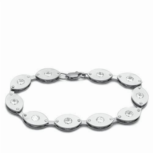LO2011 - Matte Rhodium & Rhodium Brass Bracelet with AAA Grade CZ  in Clear Positive Encounter Local Touch
