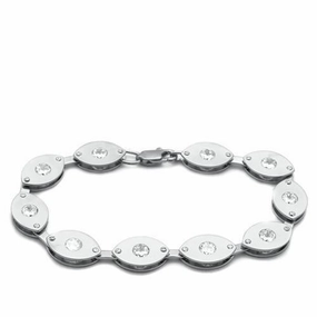 LO2011 - Matte Rhodium & Rhodium Brass Bracelet with AAA Grade CZ  in Clear Positive Encounter Local Touch