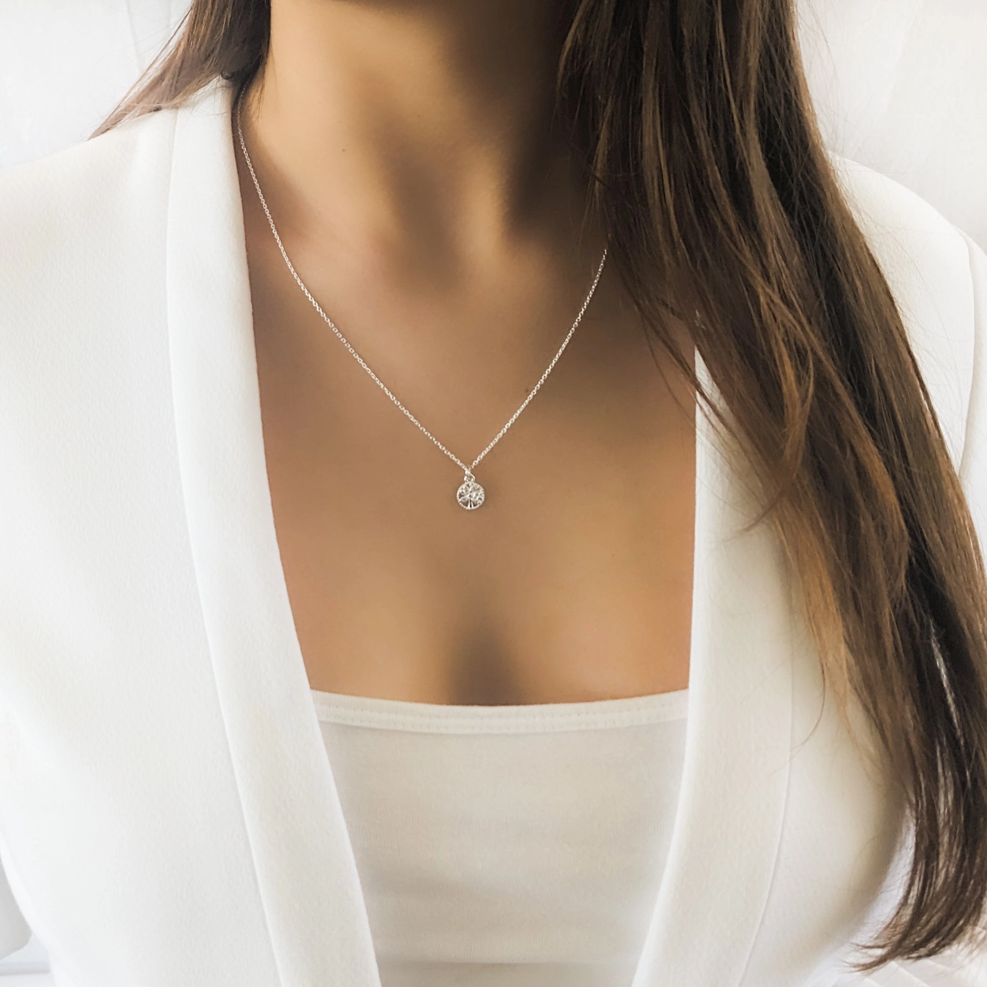 Valentine Item Travel Look Tree of Life Cubic Zirconia Necklace