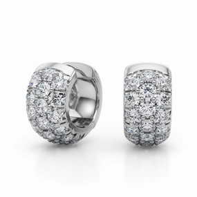 Round Diamond Huggie Earrings Neutral Accessory Geometric Decoration