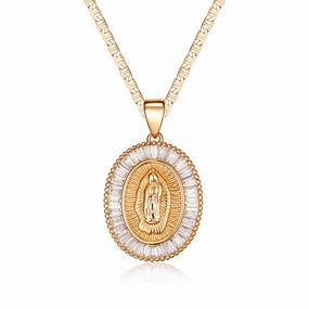 subtle style Bold Detail 18K Gold Plated Mother Mary Necklace