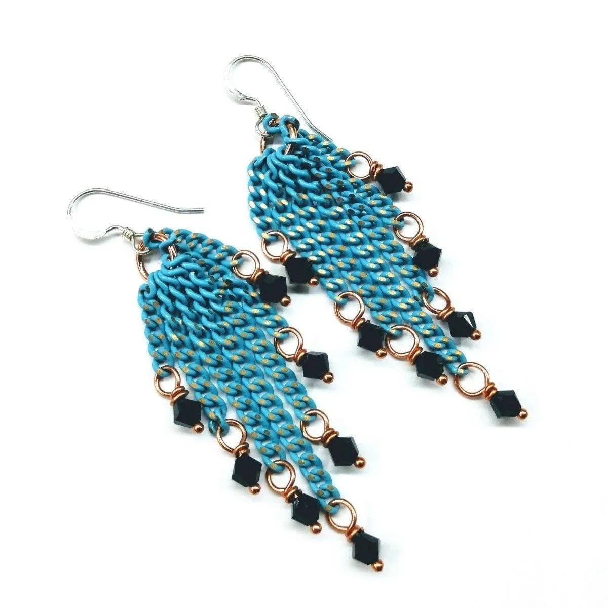 Turquoise Tassel Chain Black