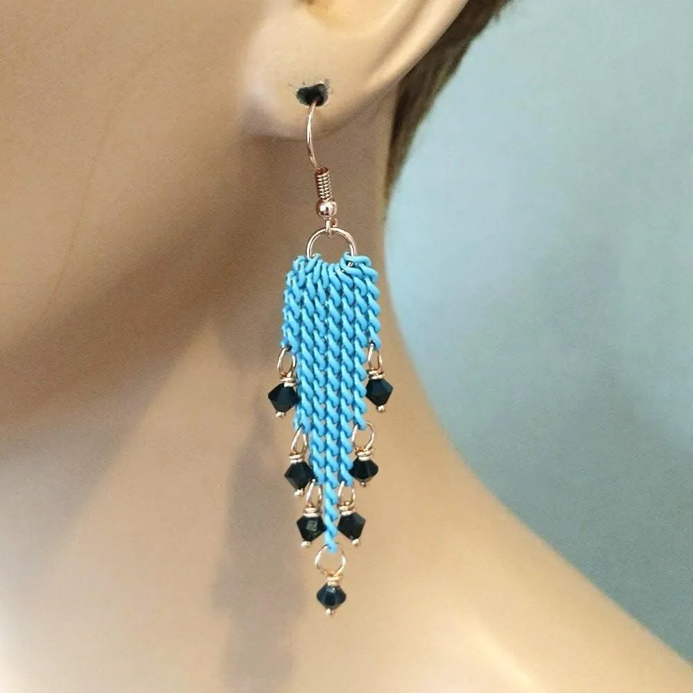 Turquoise Tassel Chain Black