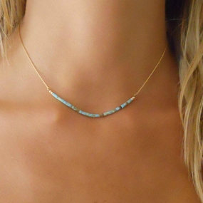 High-Quality Jewelry Everyday Essential Turquoise Beads Gold Chain Necklace