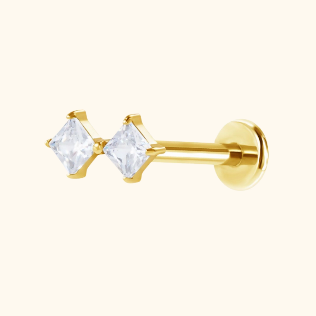 Twin Cut Flatback Stud Curved Ornament