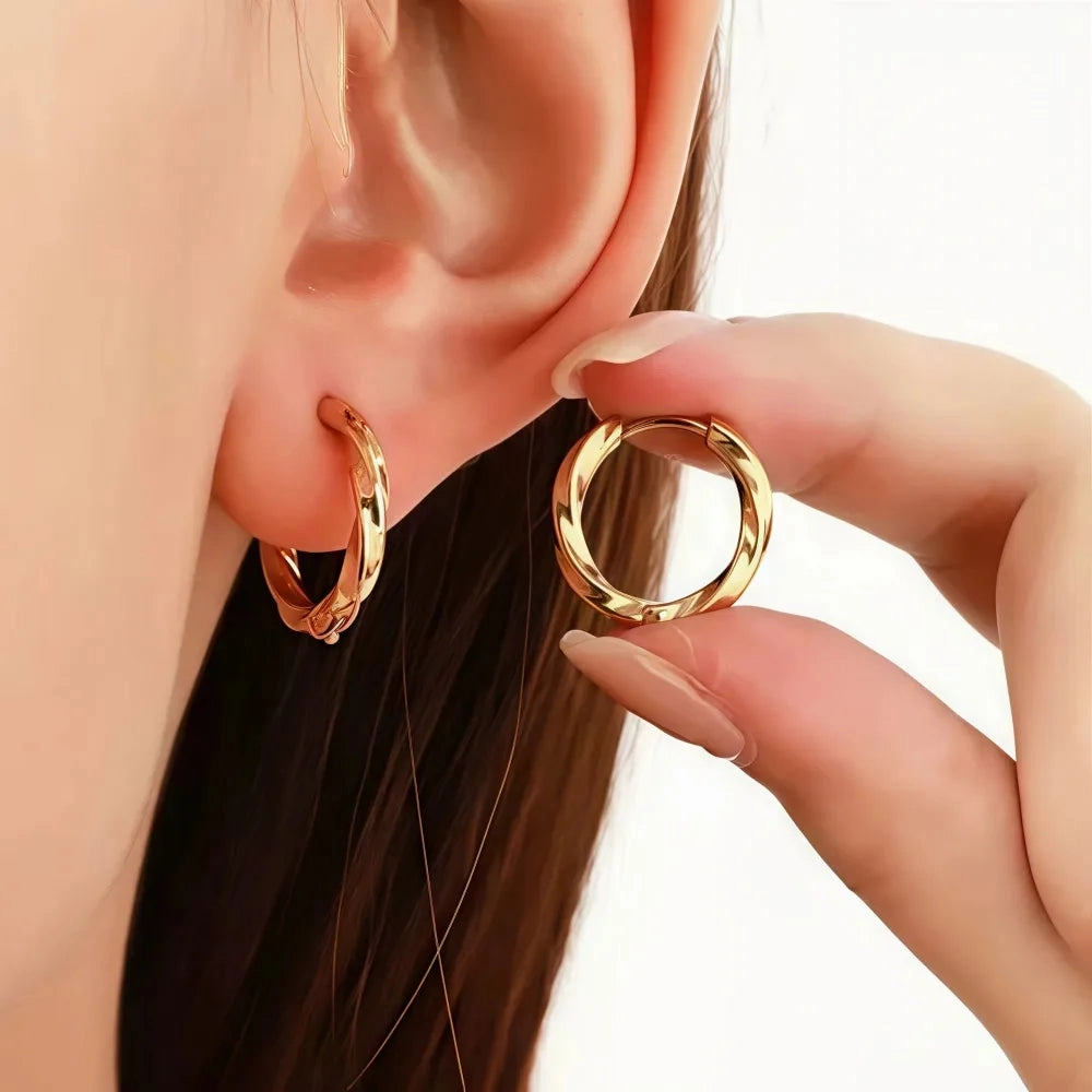 Glittering Product Adorable Jewelry TwistLite ?C Anti-Tarnish Gold Hoop Earrings