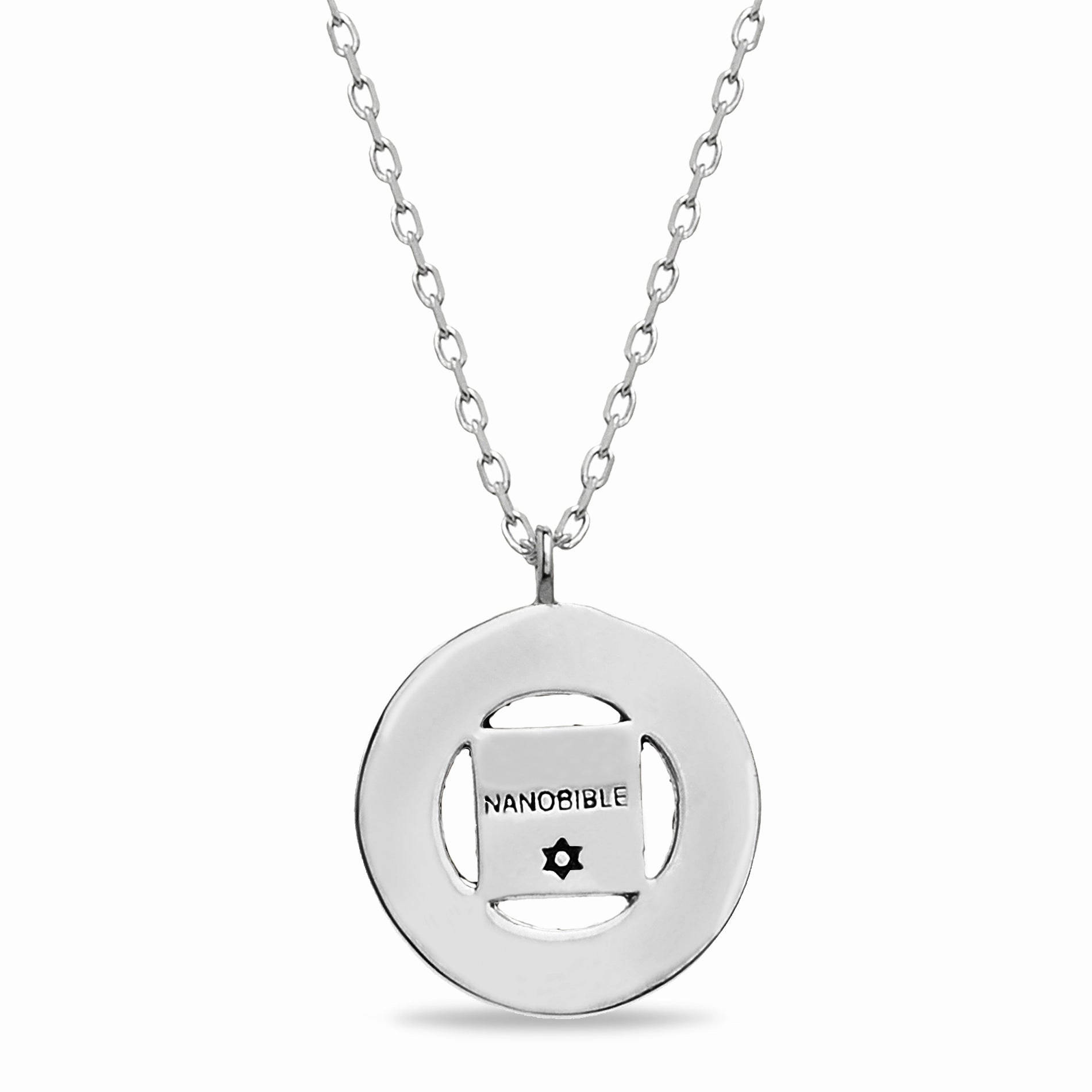 Bridal Adornment Two-tone Plated Brass Prayer Circle Jerusalem Nano Bible Pendant Necklace