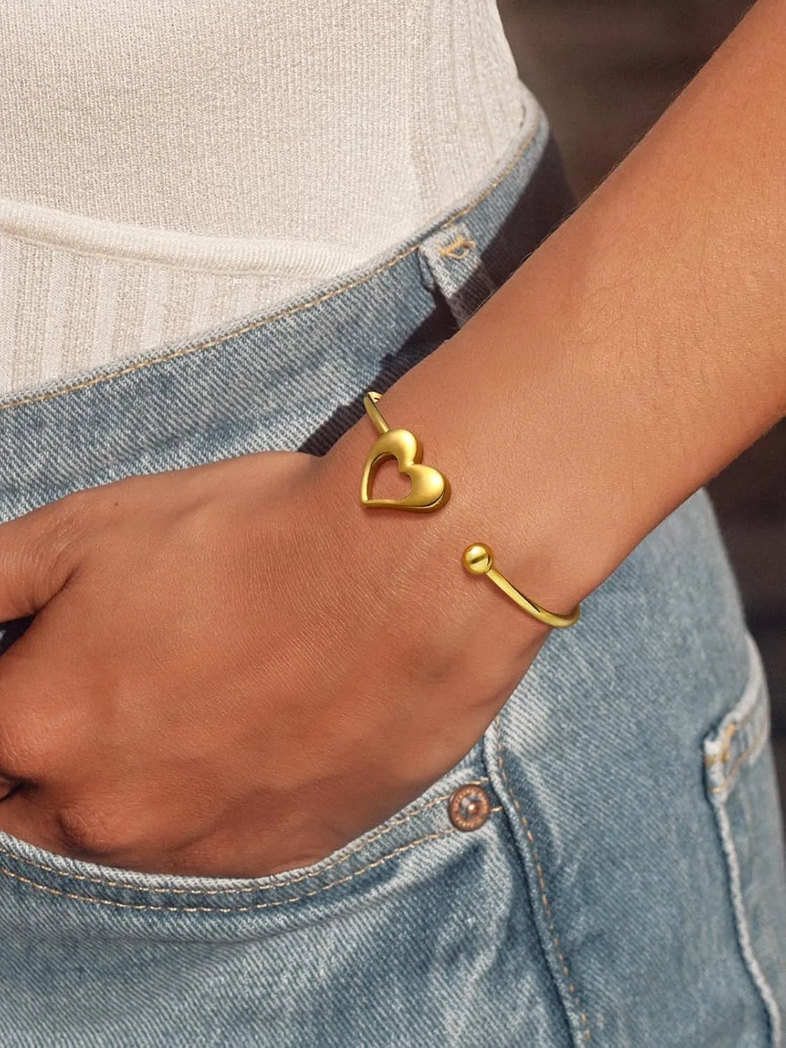 U7 Unisex Simple Cuff Bracelet 18K Real Gold Platinum Plated Fine Bracelets Fashion Jewelry Open Bangle Cuff Bracelets, Twisted or Heart Style