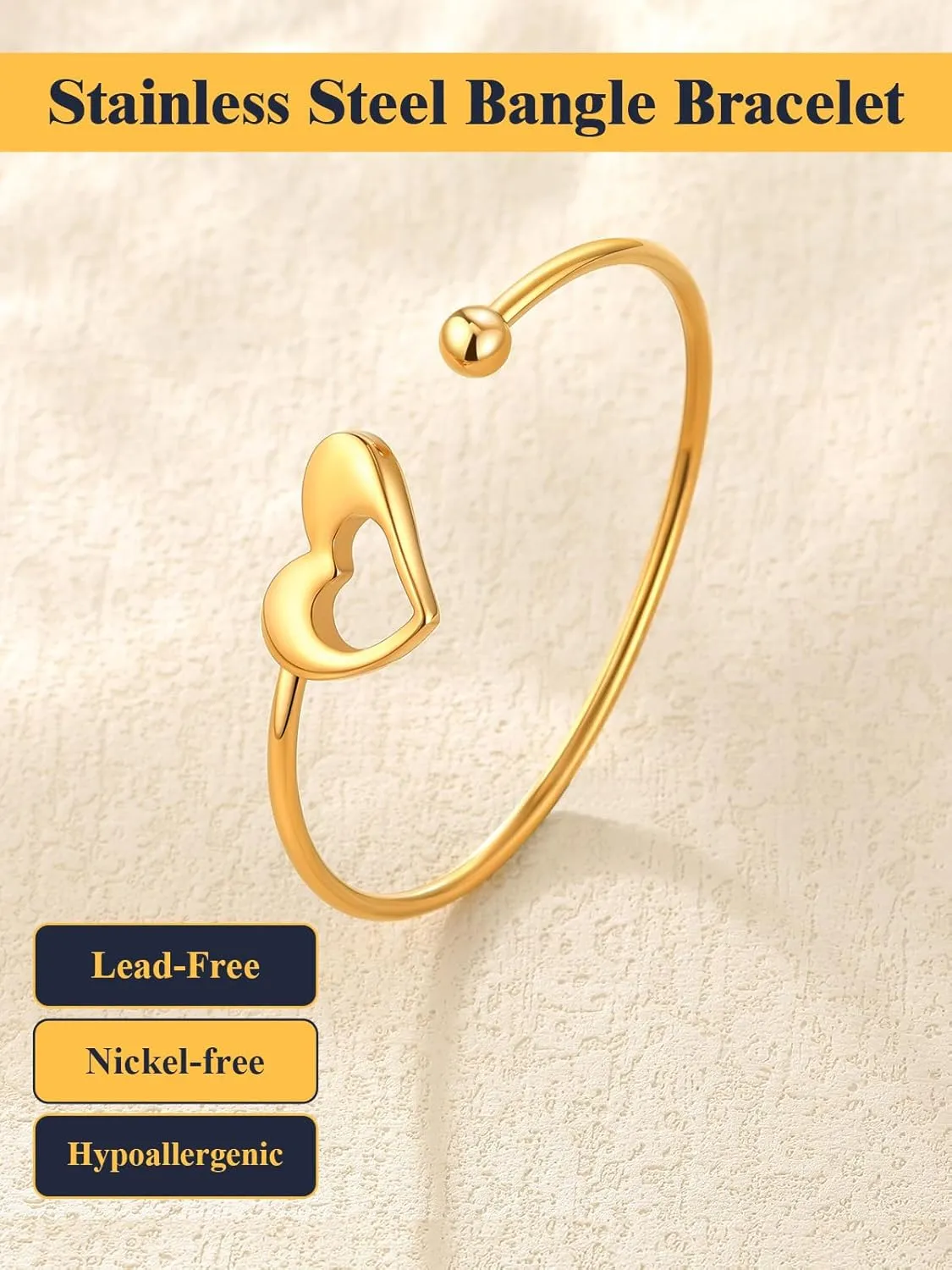 U7 Unisex Simple Cuff Bracelet 18K Real Gold Platinum Plated Fine Bracelets Fashion Jewelry Open Bangle Cuff Bracelets, Twisted or Heart Style