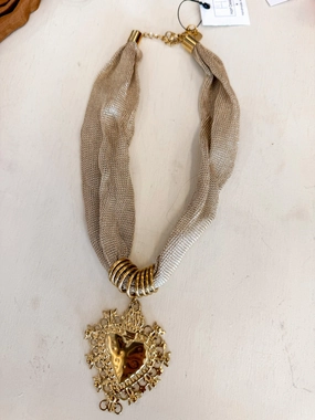 Artisan Item Bella Gold Mesh Charm Necklace