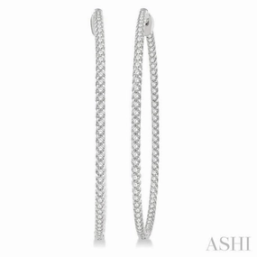 3 ctw Inside-Out Round Cut Diamond 2-Inch Hoop Earrings in 14K White Gold Graceful Choice Bold Pieces