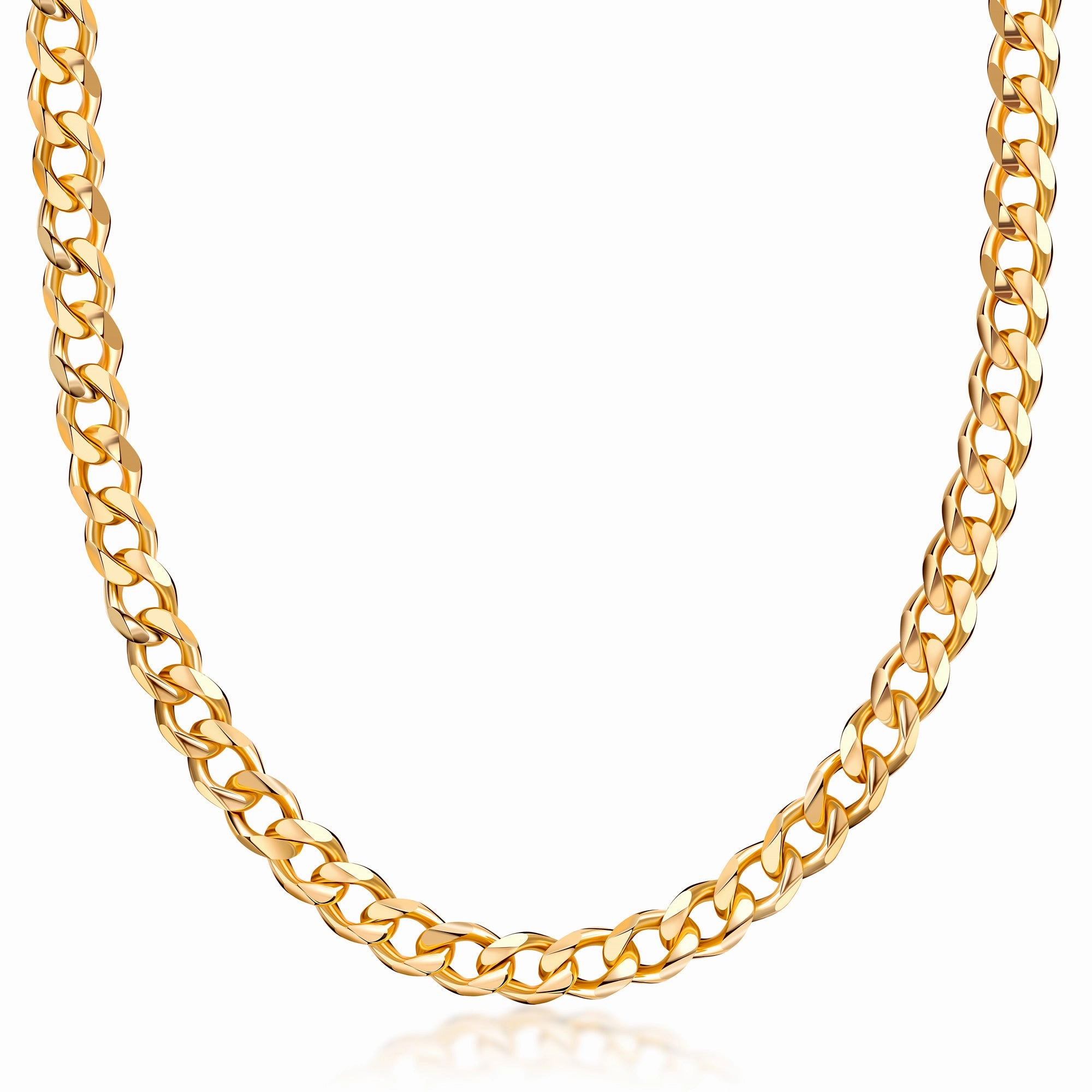 Gleaming Highlight 18K Gold Plated 6mm Cuban Curb Chain Necklace