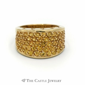 Storage Solution Unique Concave Design Citrine Cluster Ring w/ Surprise Star Design Mounting