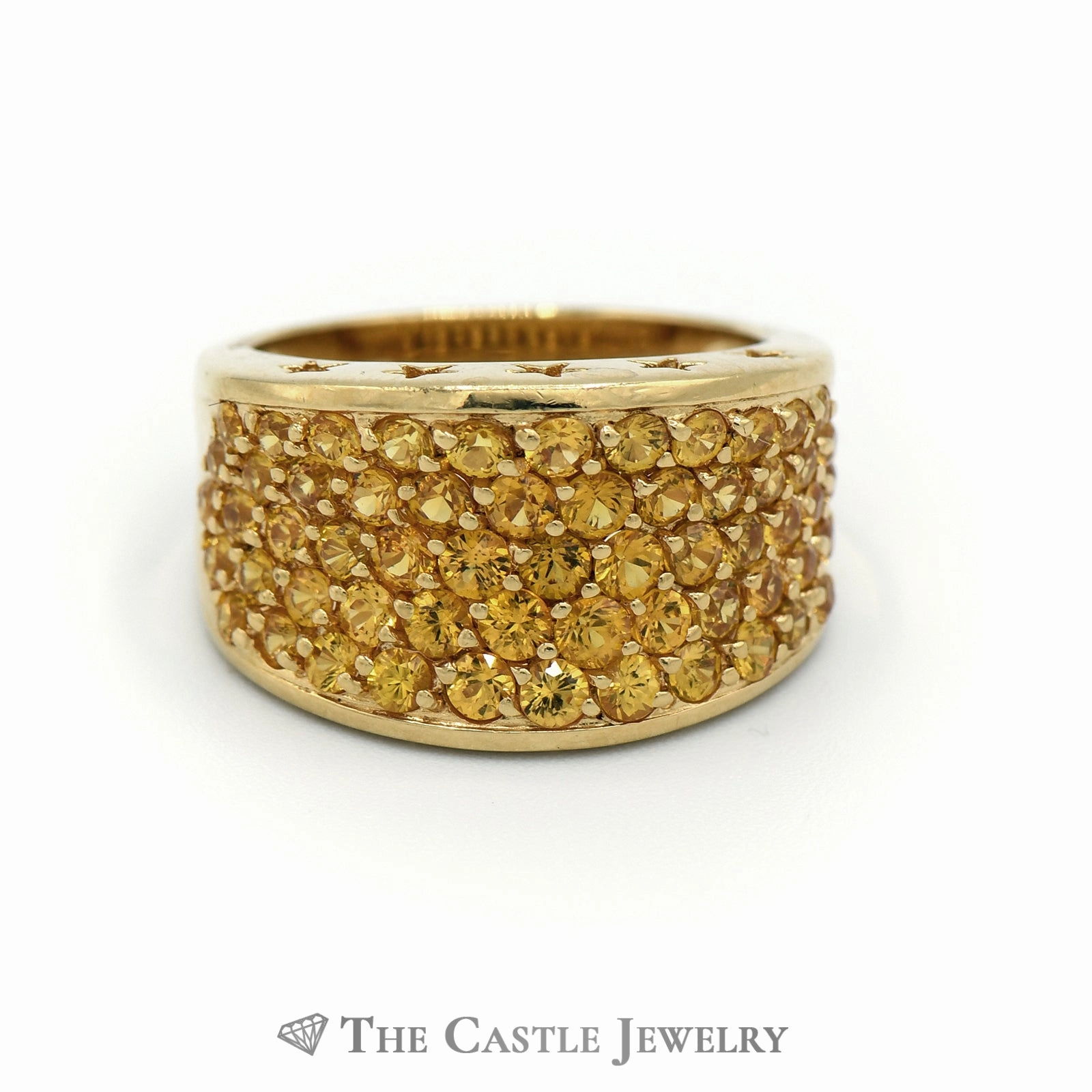 Storage Solution Unique Concave Design Citrine Cluster Ring w/ Surprise Star Design Mounting