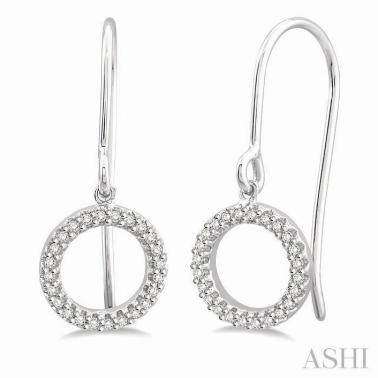 Vivid Edge Radiant Highlight 1/6 ctw Hollow Cut Disc Round Cut Diamond Petite Earrings in 10K White Gold