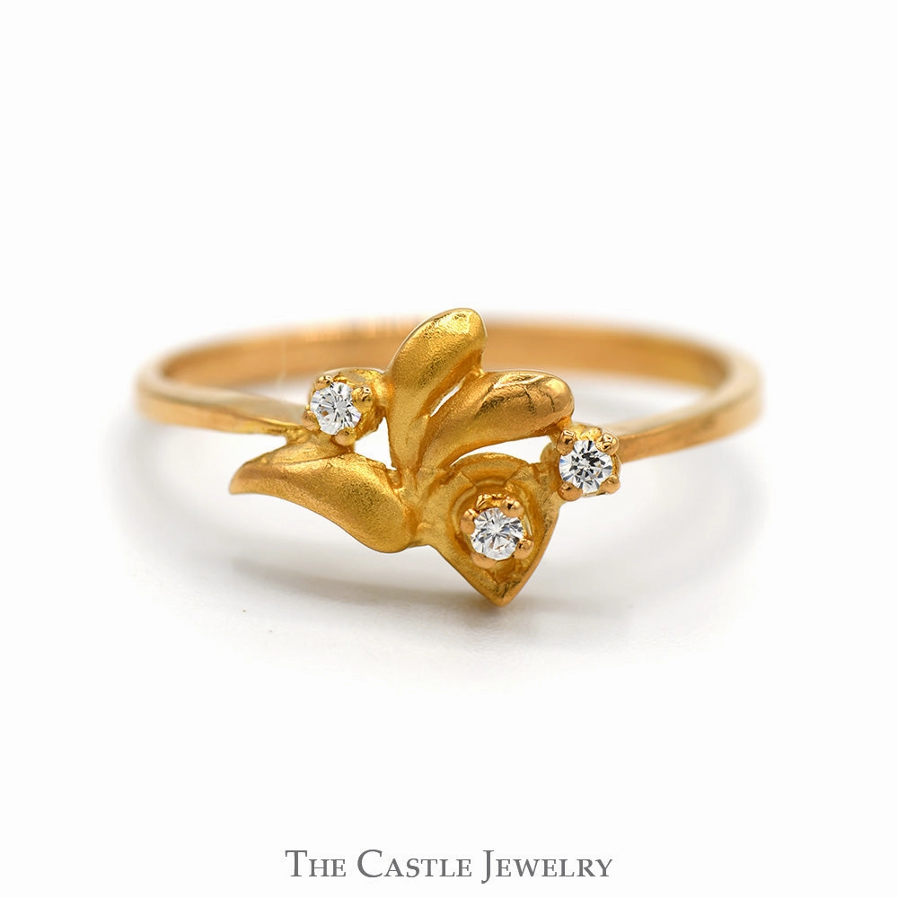Hypoallergenic Symbol Unique Freeform Ring with Round Cubic Zirconia Accents in 18k Yellow Gold