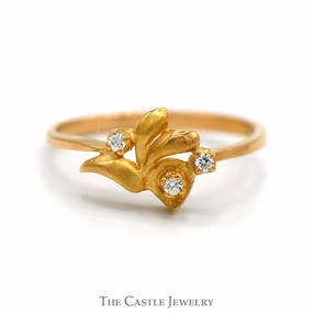 Hypoallergenic Symbol Unique Freeform Ring with Round Cubic Zirconia Accents in 18k Yellow Gold