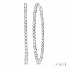 Chic Charm 7 ctw Inside-Out Round Cut Diamond 2-Inch Hoop Earrings in 14K White Gold