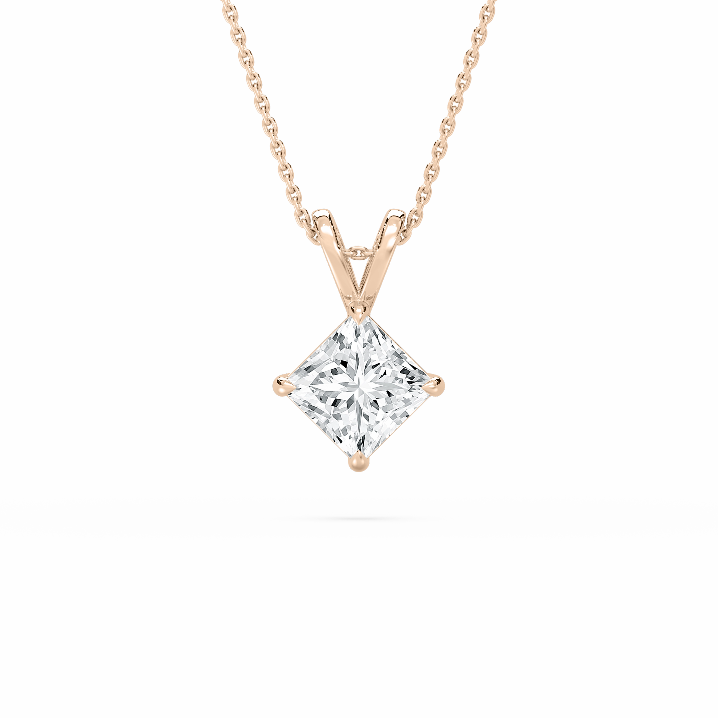 2 ctw Princess Lab Grown Diamond Double Bail Pendant - 18 Inches Chic Event Holiday Style