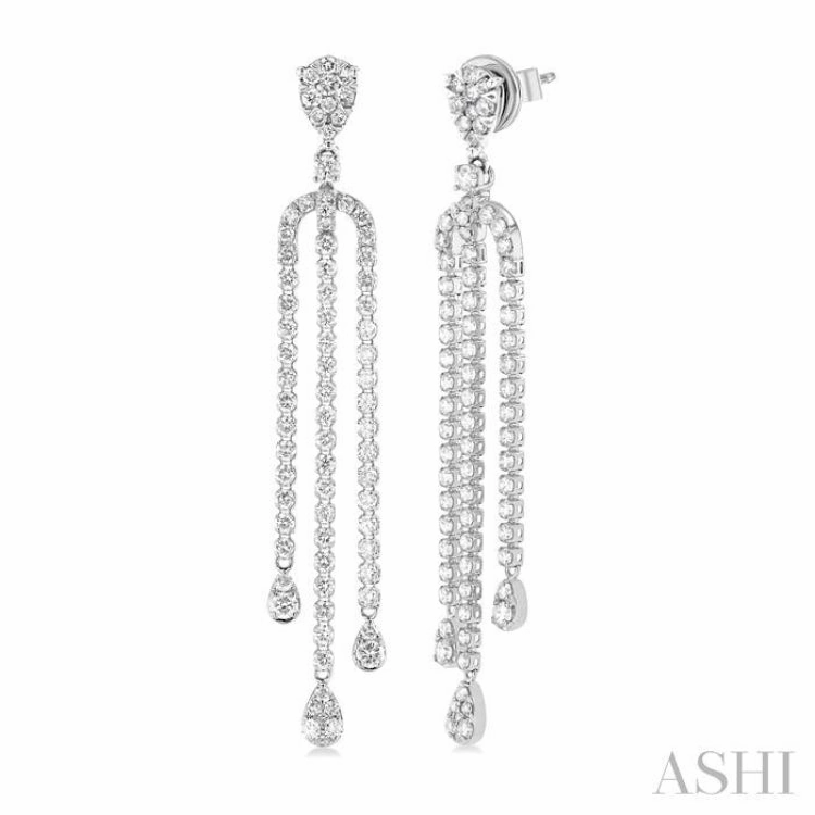 Luxury Jewelry 2 Ctw Lovebright Pear Shape Round Cut Diamond Dangle Earrings in 14K White Gold