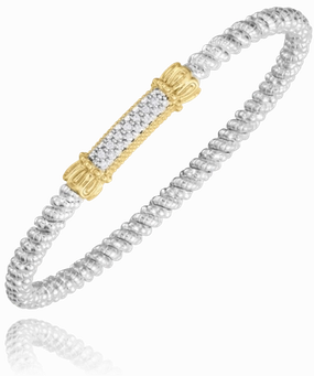 Everyday Favorite Signature Edge 14K Yellow Gold and Sterling Silver Diamond Bangle Bracelet