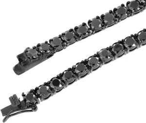 Unisex 4mm ANTI-TARNISH Real Oxidized 925 Sterling Silver Black Tennis Chain AAA CZ Stones One Row Choker Necklace 16-30'' Bracelet 6.5-9''