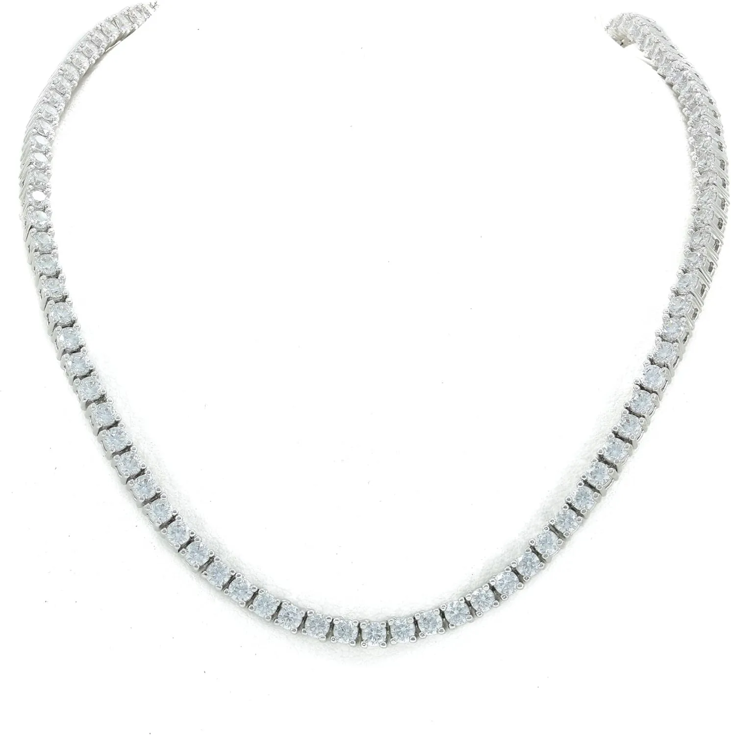 Unisex Anti-Tarnish Lightweight Shiny 3mm Real Solid 925 Sterling Silver Tennis Chain AAA CZ One Row Choker Necklace 16-30" Bracelet 6.5-9''