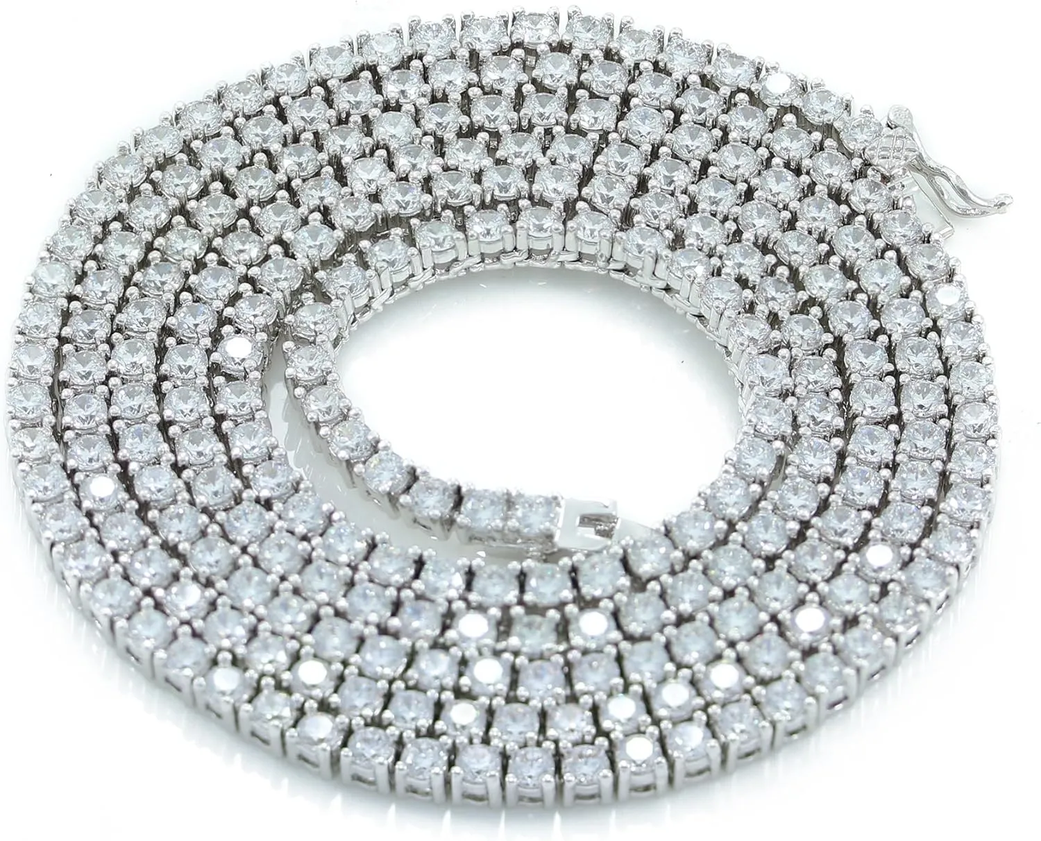 Unisex Anti-Tarnish Lightweight Shiny 3mm Real Solid 925 Sterling Silver Tennis Chain AAA CZ One Row Choker Necklace 16-30" Bracelet 6.5-9''