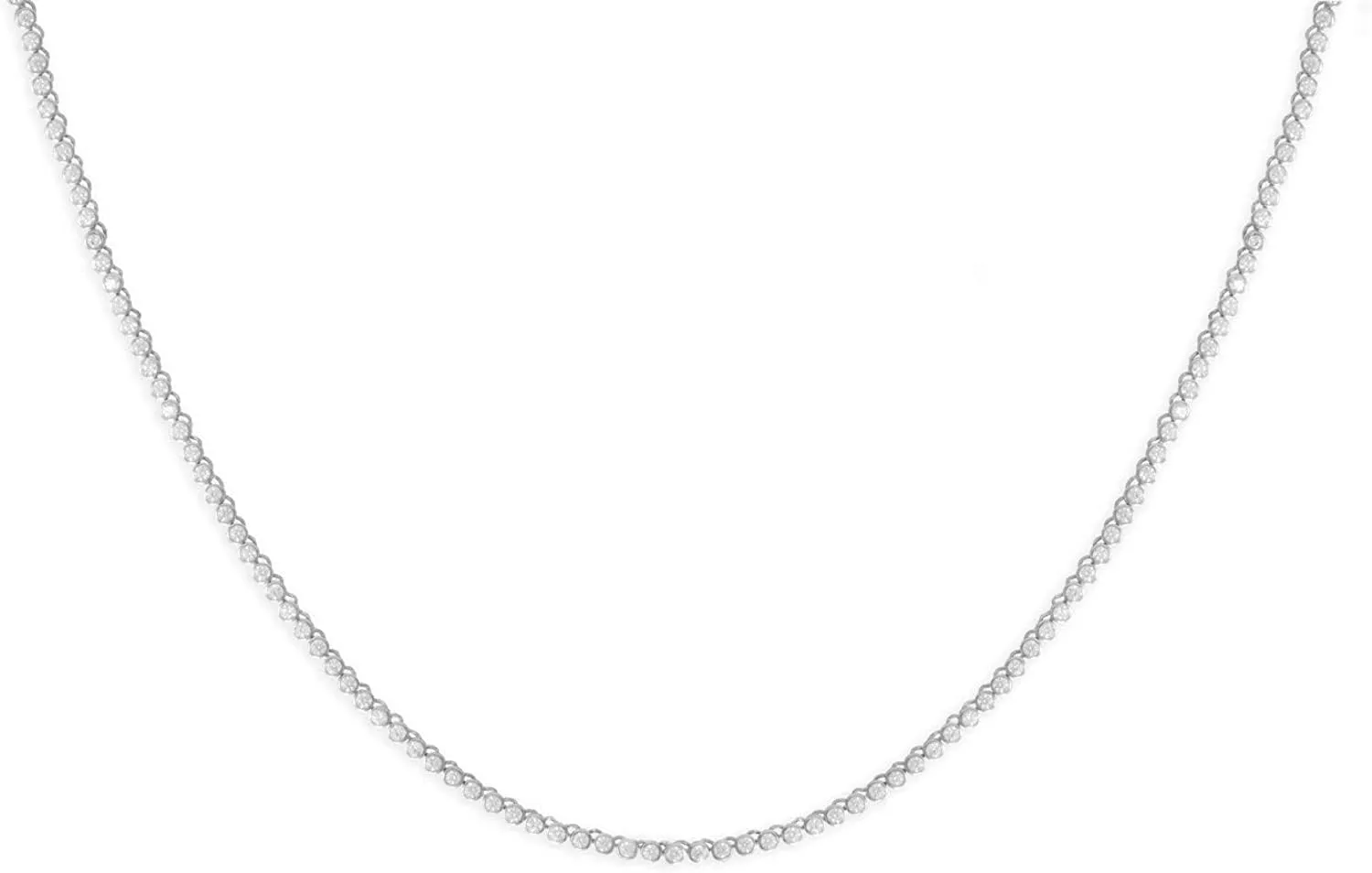 Unisex Anti-Tarnish Micro Skinny 2mm Real Solid 925 Sterling Silver one Row Tennis Chain AAA CZ Choker Necklace 16-30" Bracelet 6.5-8.5'' Anklet 9-10''