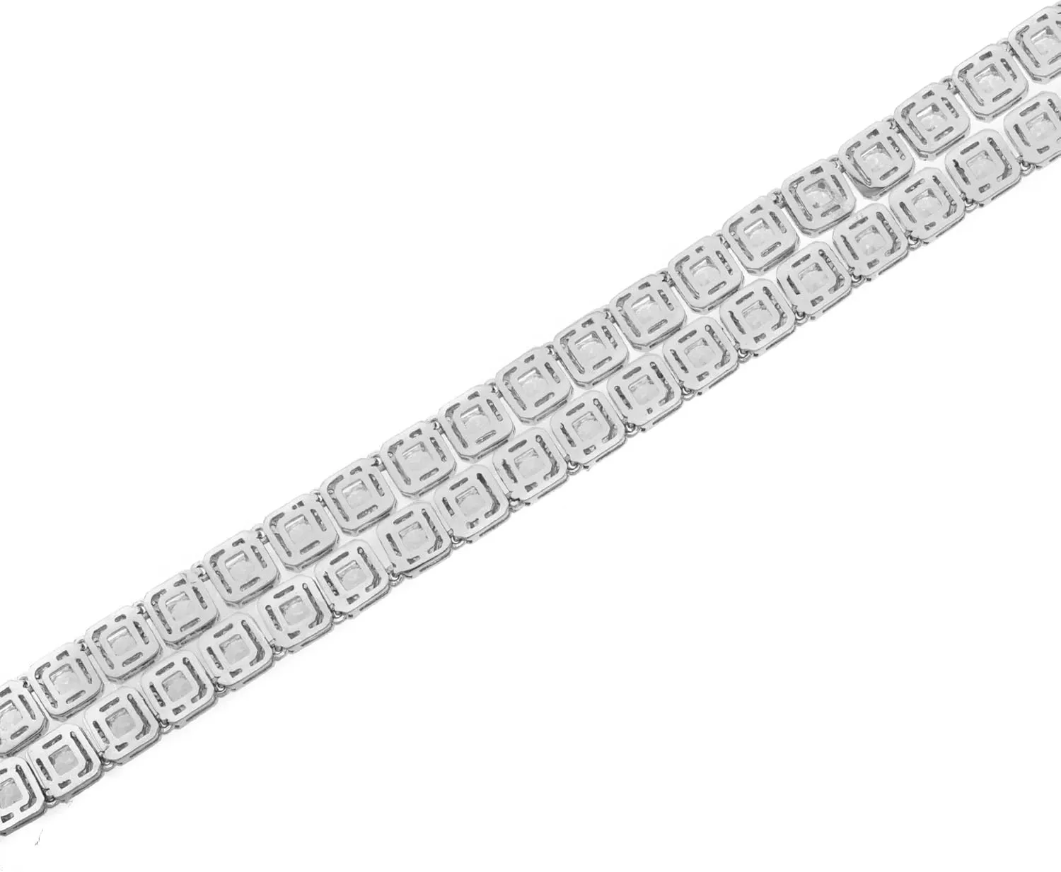 Unisex Trendy Real Solid 925 Sterling Silver 1 Row Iced Out 6MM Iced Square Sparkling Halo Cluster Block CZ Tennis Micro-Pave ANTI-TARNISH Necklace or Bracelet