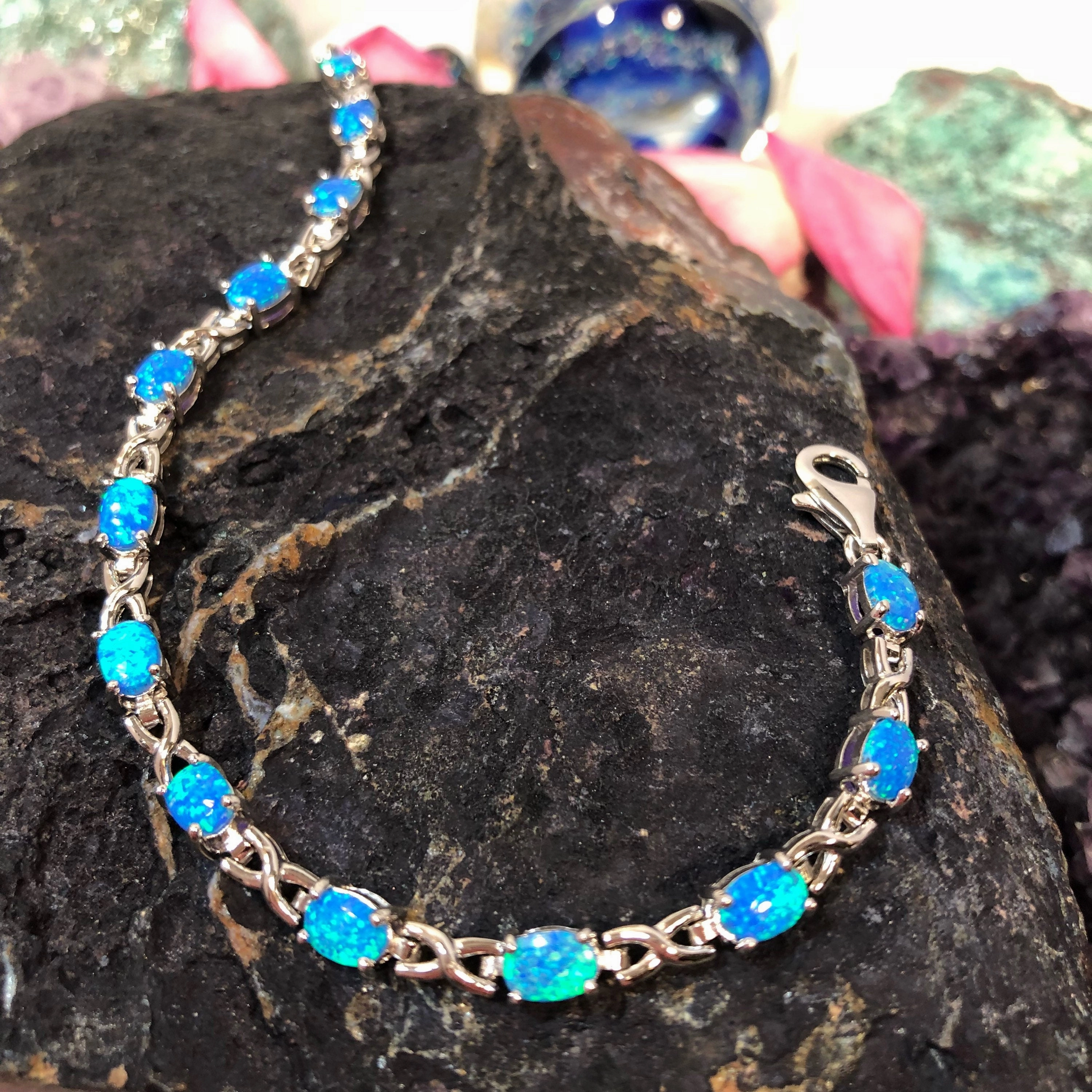Present-Day View Wide Combinations Blue Opal Bracelet