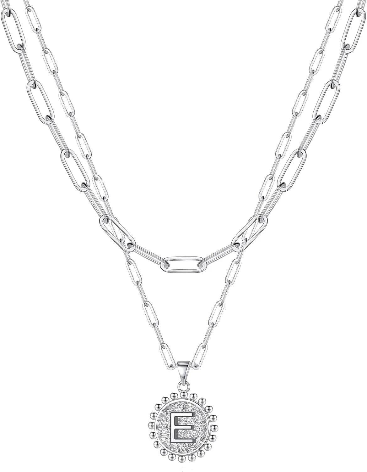 Ursteel Layered Initial Necklaces for Women - 14K Gold Plated Dainty Layering Paperclip Chain Necklaces for Women Jewelry